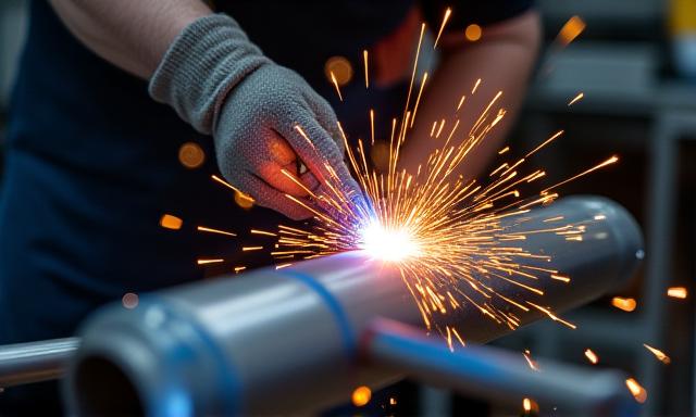 カスタムエキゾーストの溶接と造形